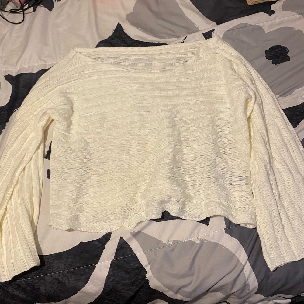 SHEIN White Long Sleeve Knit Top
